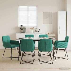 Imagine vidaXL Scaune de dining 6 buc. Catifea Turcoaz 59 x 56, 5 x 86 cm