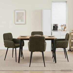 Imagine vidaXL Scaune de dining 4 buc. Piele Suedată Sintetică Verde Army