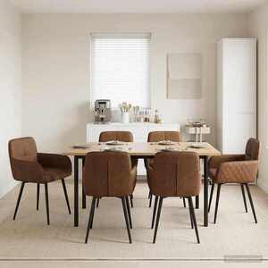Imagine vidaXL Scaune de dining 6 buc. Piele Suedată Sintetică Maro