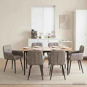 Imagine vidaXL Scaune de dining 6 buc. Piele Suedată Sintetică Gri deschis
