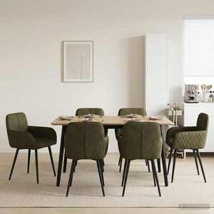 Imagine vidaXL Scaune de dining 6 buc. Piele Suedată Sintetică Verde Army