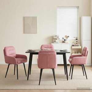 Imagine vidaXL Scaune de dining 4 buc. Catifea Roz 59 x 59, 5 x 90 cm