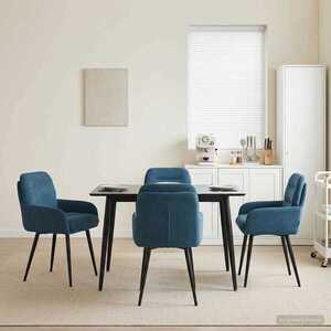 Imagine vidaXL Scaune de dining 4 buc. Catifea albastru 59 x 59, 5 x 90 cm
