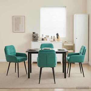 Imagine vidaXL Scaune de dining 4 buc. Catifea Turcoaz 59 x 59, 5 x 90 cm
