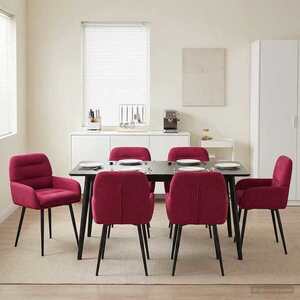 Imagine vidaXL Scaune de dining 6 buc. Catifea Roșu Vin 59 x 59, 5 x 90 cm