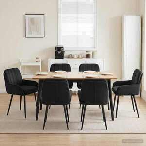 Imagine vidaXL Scaune de dining 6 buc. Catifea Negru 59 x 59, 5 x 90 cm