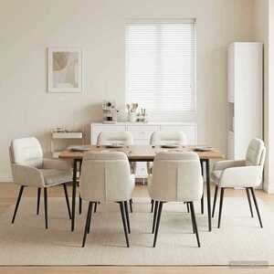 Imagine vidaXL Scaune de dining 6 buc. Catifea Crem 59 x 59, 5 x 90 cm