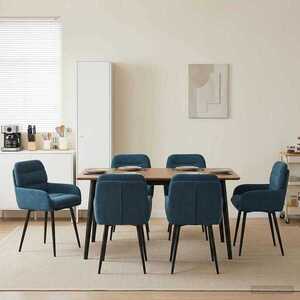 Imagine vidaXL Scaune de dining 6 buc. Catifea albastru 59 x 59, 5 x 90 cm
