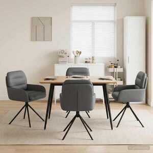 Imagine vidaXL Scaune de dining rotative 4 buc. Piele artificială Gri