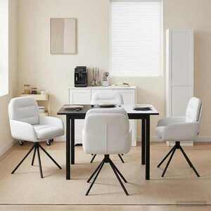 Imagine vidaXL Scaune de dining rotative 4 buc. Piele artificială Alb