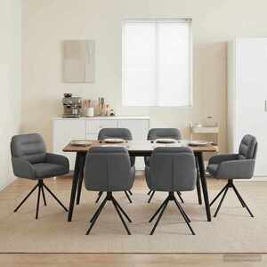 Imagine vidaXL Scaune de dining rotative 6 buc. Piele artificială Gri