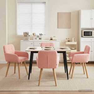 Imagine vidaXL Scaune de dining 4 buc. Bouclé Roz 59 x 56, 5 x 85 cm