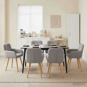 Imagine vidaXL Scaune de dining 6 buc. Bouclé Gri deschis 59 x 56, 5 x 85 cm