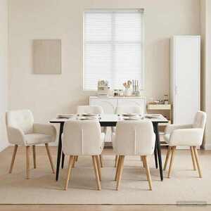 Imagine vidaXL Scaune de dining 6 buc. Bouclé Crem 59 x 56, 5 x 85 cm