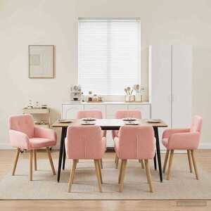 Imagine vidaXL Scaune de dining 6 buc. Bouclé Roz 59 x 56, 5 x 85 cm