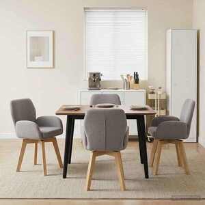 Imagine vidaXL Scaune de dining rotative 4 buc. Bouclé Gri deschis