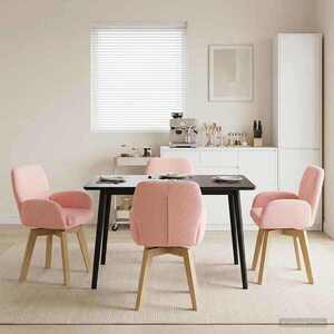 Imagine vidaXL Scaune de dining rotative 4 buc. Bouclé Roz 54 x 58 x 87 cm