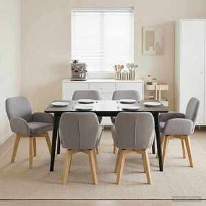 Imagine vidaXL Scaune de dining rotative 6 buc. Bouclé Gri deschis