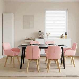 Imagine vidaXL Scaune de dining rotative 6 buc. Bouclé Roz 54 x 58 x 87 cm