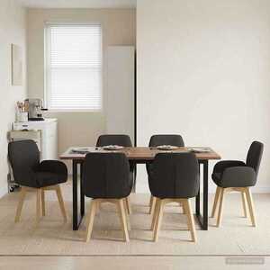 Imagine vidaXL Scaune de dining rotative 6 buc. Bouclé Negru 54 x 58 x 87 cm