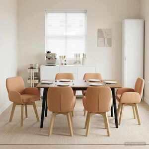 Imagine vidaXL Scaune de dining rotative 6 buc. Bouclé Bej 54 x 58 x 87 cm
