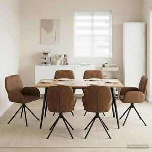 Imagine vidaXL Scaune de dining rotative 6 buc. Piele Suedată Sintetică Maro