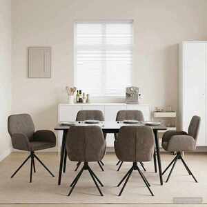 Imagine vidaXL Scaune de dining rotative 6 buc. Piele Suedată Sintetică