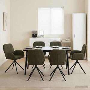 Imagine vidaXL Scaune de dining rotative 6 buc. Piele Suedată Sintetică