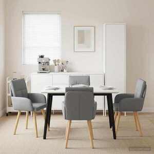 Imagine vidaXL Scaune de dining 4 buc. Țesătură Gri deschis 60 x 56 x 85 cm