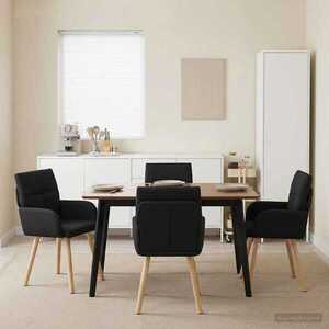 Imagine vidaXL Scaune de dining 4 buc. Țesătură Negru 60 x 56 x 85 cm