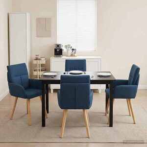Imagine vidaXL Scaune de dining 4 buc. Țesătură albastru 60 x 56 x 85 cm