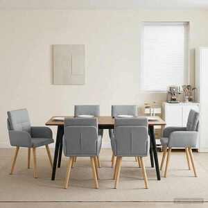 Imagine vidaXL Scaune de dining 6 buc. Țesătură Gri deschis 60 x 56 x 85 cm