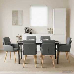 Imagine vidaXL Scaune de dining 6 buc. Țesătură Gri închis 60 x 56 x 85 cm