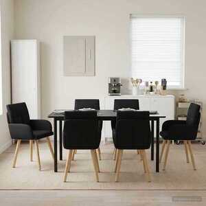 Imagine vidaXL Scaune de dining 6 buc. Țesătură Negru 60 x 56 x 85 cm