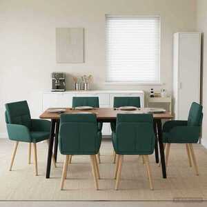 Imagine vidaXL Scaune de dining 6 buc. Țesătură Verde închis 60 x 56 x 85 cm