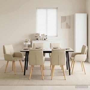 Imagine vidaXL Scaune de dining 6 buc. Țesătură Crem 60 x 56 x 85 cm