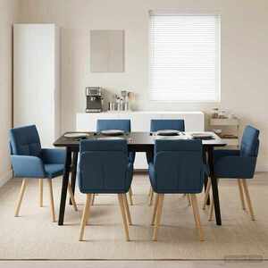 Imagine vidaXL Scaune de dining 6 buc. Țesătură albastru 60 x 56 x 85 cm