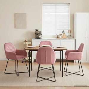 Imagine vidaXL Scaune de dining 4 buc. Catifea Roz 55 x 50 x 84 cm