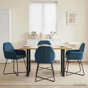 Imagine vidaXL Scaune de dining 4 buc. Catifea albastru 55 x 50 x 84 cm