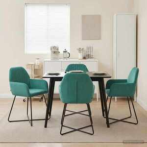 Imagine vidaXL Scaune de dining 4 buc. Catifea Turcoaz 55 x 50 x 84 cm