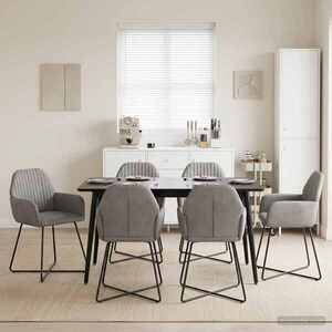 Imagine vidaXL Scaune de dining 6 buc. Catifea Gri deschis 55 x 50 x 84 cm