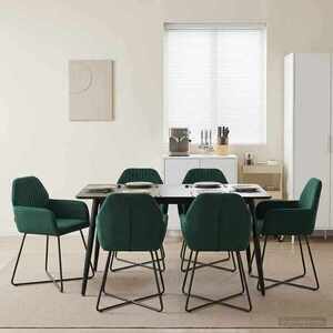 Imagine vidaXL Scaune de dining 6 buc. Catifea Verde închis 55 x 50 x 84 cm