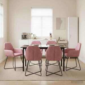 Imagine vidaXL Scaune de dining 6 buc. Catifea Roz 55 x 50 x 84 cm