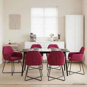 Imagine vidaXL Scaune de dining 6 buc. Catifea Roșu Vin 55 x 50 x 84 cm