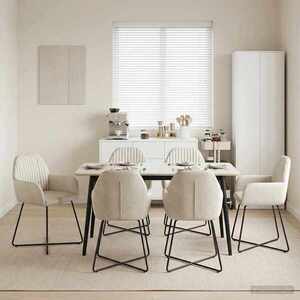 Imagine vidaXL Scaune de dining 6 buc. Catifea Crem 55 x 50 x 84 cm