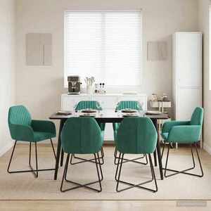 Imagine vidaXL Scaune de dining 6 buc. Catifea Turcoaz 55 x 50 x 84 cm