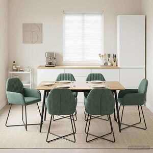 Imagine vidaXL Scaune de dining 6 buc. Catifea Verde Mării 55 x 50 x 84 cm