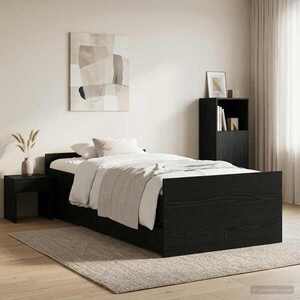 Imagine vidaXL Cadru de pat Stejar Negru 100 x 200 cm Lemn prelucrat