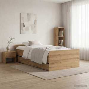 Imagine vidaXL Cadru de pat Stejar Artizanal 90 x 200 cm Lemn prelucrat