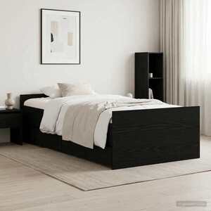 Imagine vidaXL Cadru de pat Stejar Negru 90 x 200 cm Lemn prelucrat